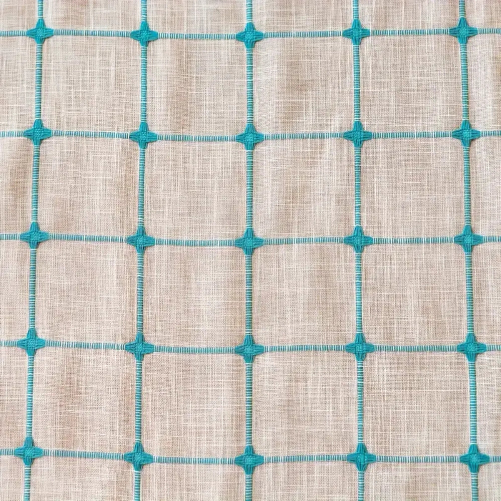 Turquoise Lattice Boho Tassel Curtain — product detail view