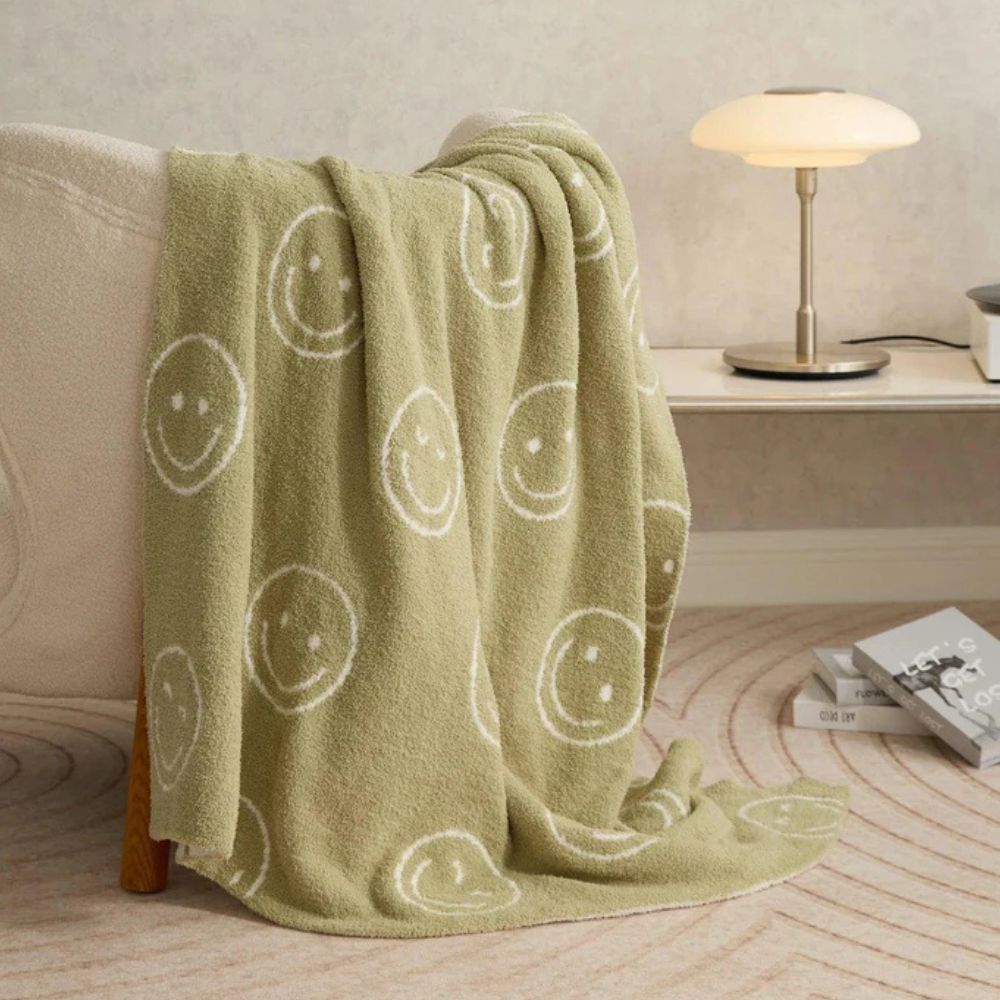 Smiley Face Plush Blanket — lifestyle shot