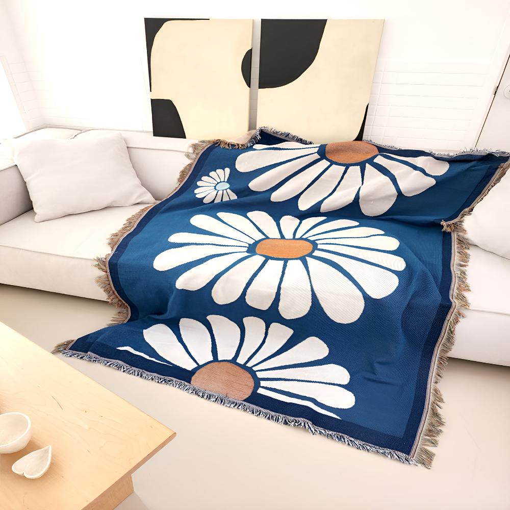 Cosy Daisy Woven Throw — product in use