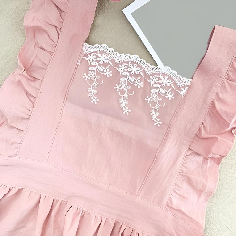 Blush Belle Ruffle Apron — product in use