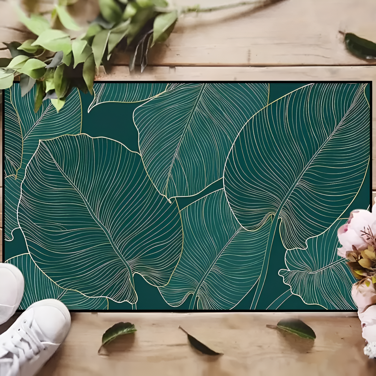 Gold Linear Leaf Door Mat — product detail view