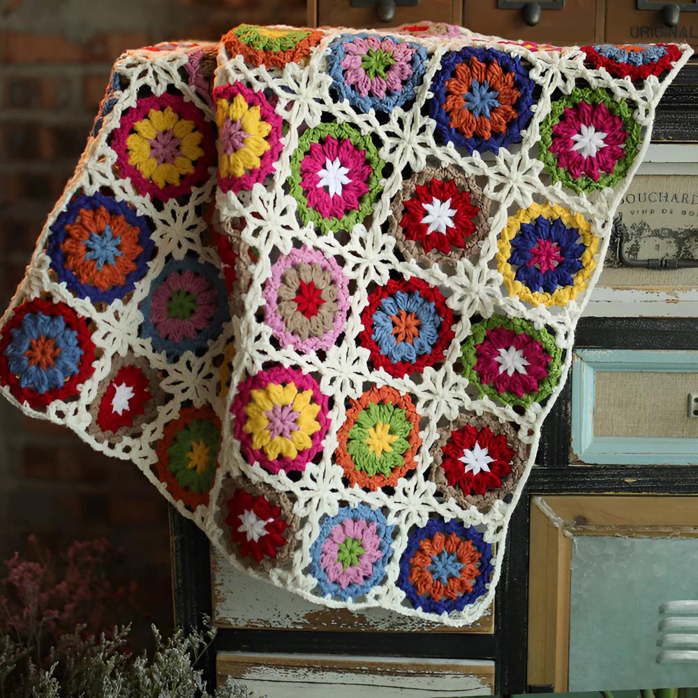 Blooming Crochet Flower Blanket — alternate angle view