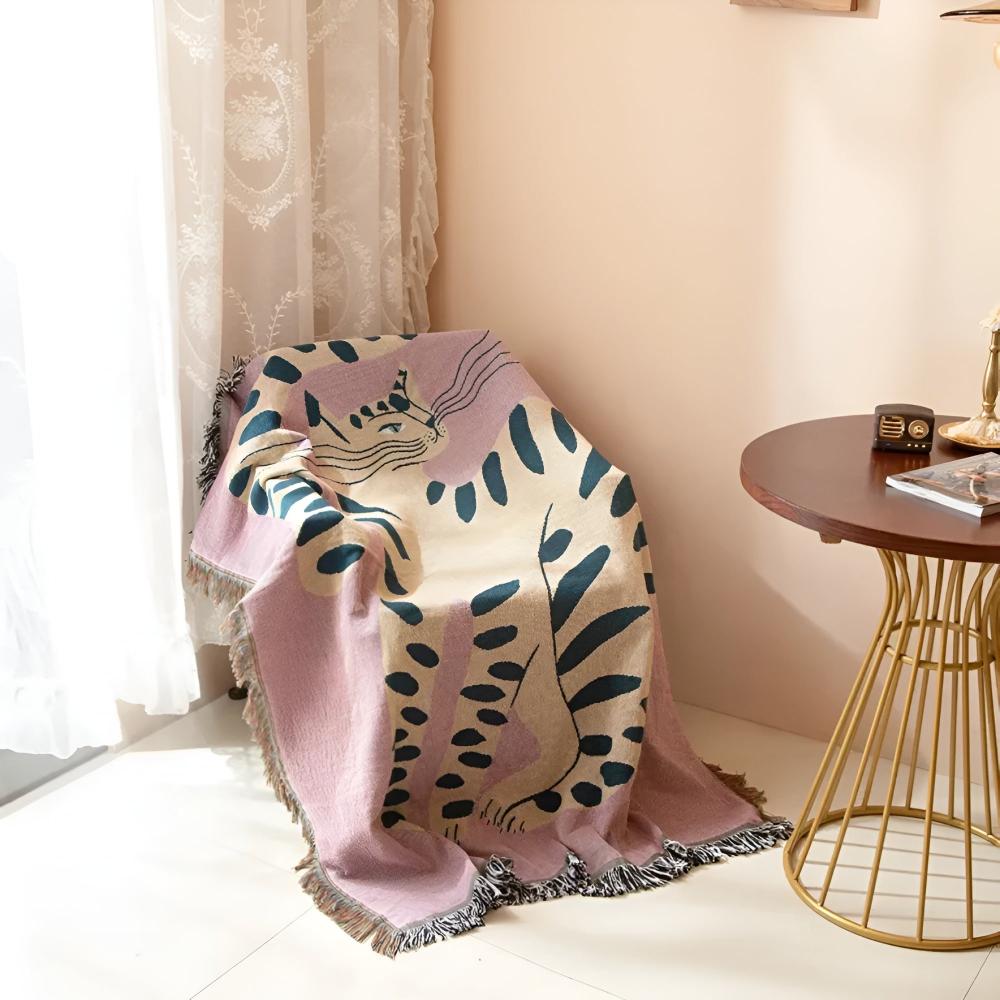 Artful She Tiger Throw Blanket — product in use
