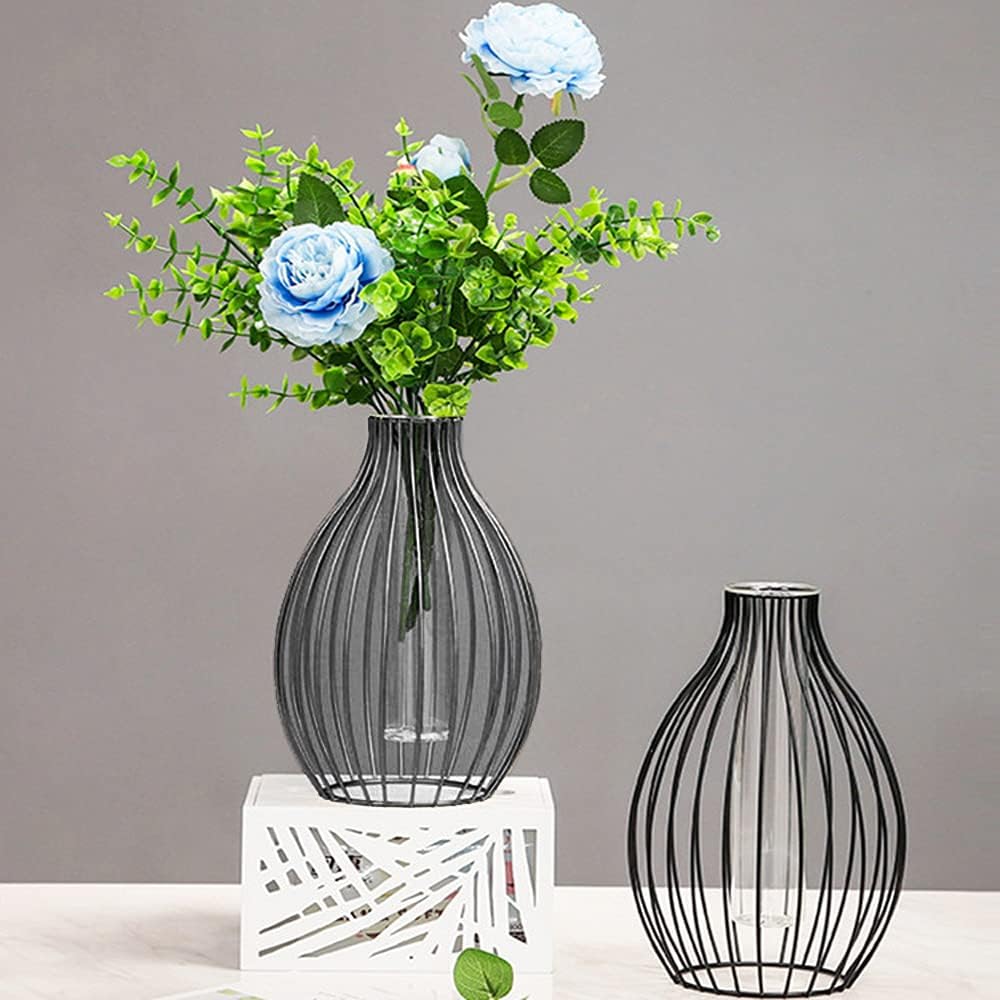 Sleek Metal Frame Vase — product detail view