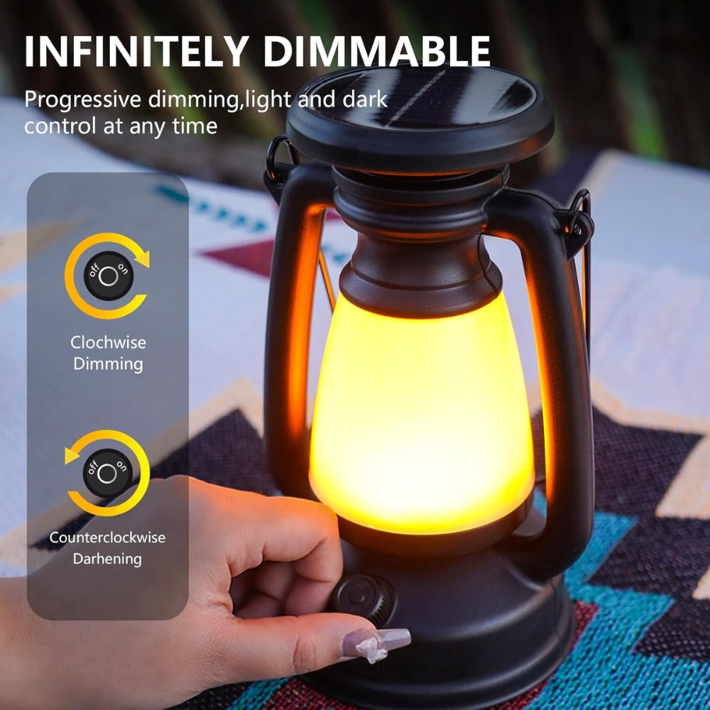 Solar Dimmable USB Camping Lantern — product detail view