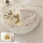 Round Hooded Faux Fur Pet Bed — additional view