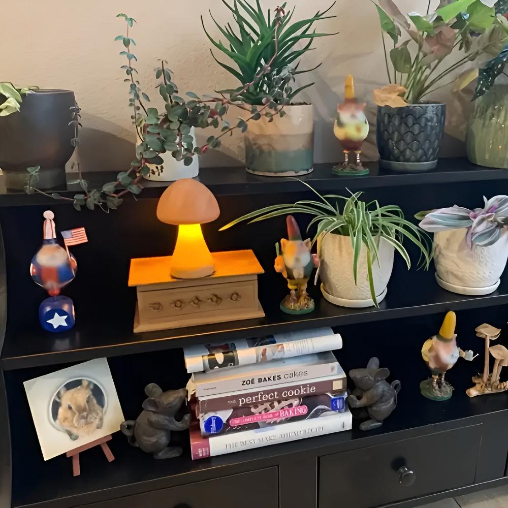 Wooden Mushroom Lamp — product detail view