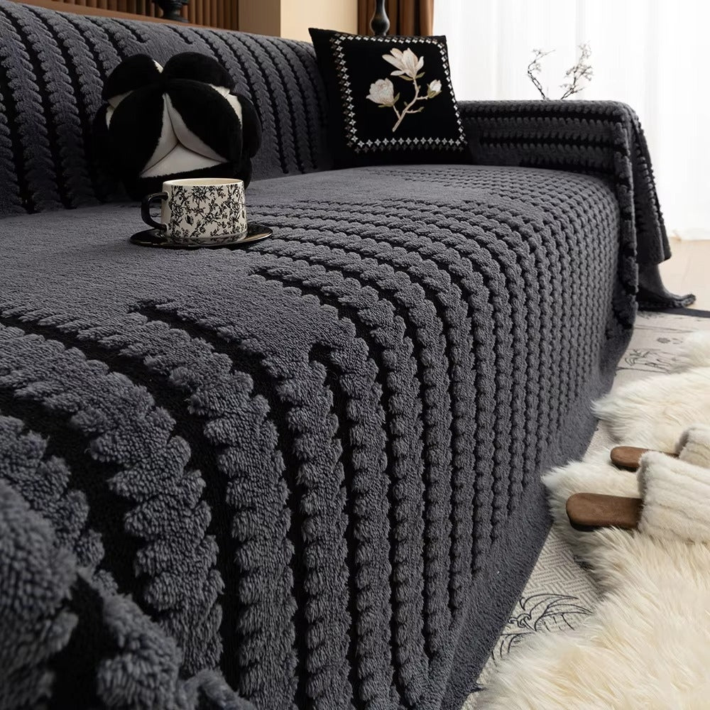 Heritage Plush Tufted Sofa Cover — material texture close-up