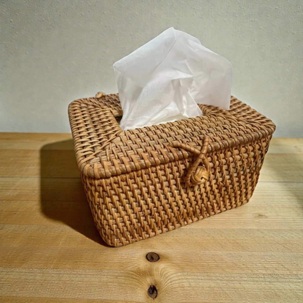 Handwoven Rattan Tissue Box — view 2