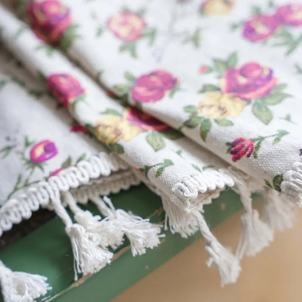 Floral Tasseled Soft Cotton Curtain — alternate angle view