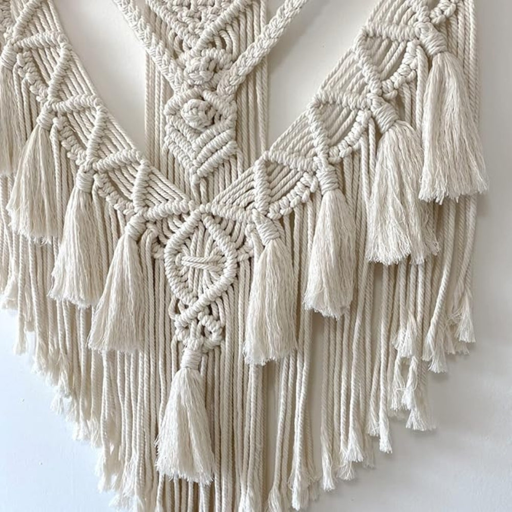 Fringed Geometric Wall Hanging Macrame — product in use