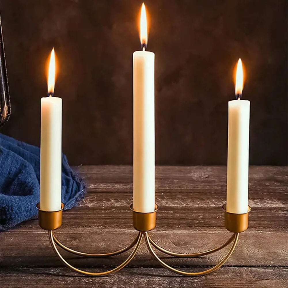 Gilded Trio Iron Candle Holder — product close-up