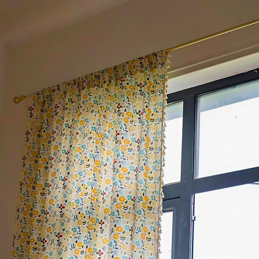 Yellow Flower Tassel Light Filtering Curtain — lifestyle shot