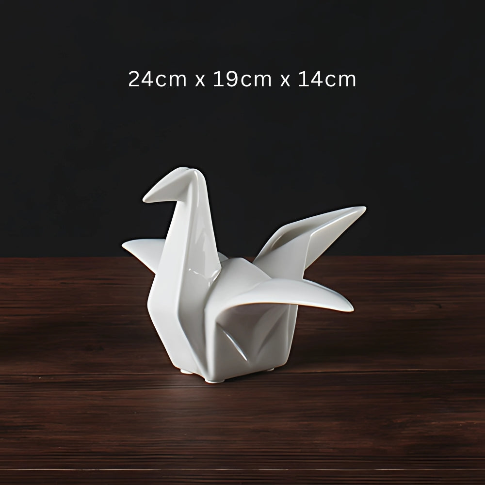 Origami-Inspired Ceramic Bird Statue — alternate angle view