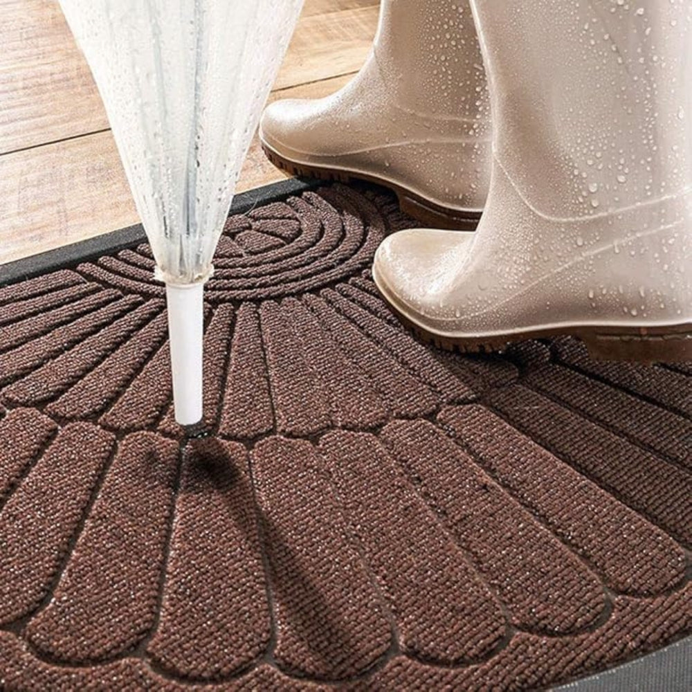 Half-Circle Welcome Door Mat — product in use