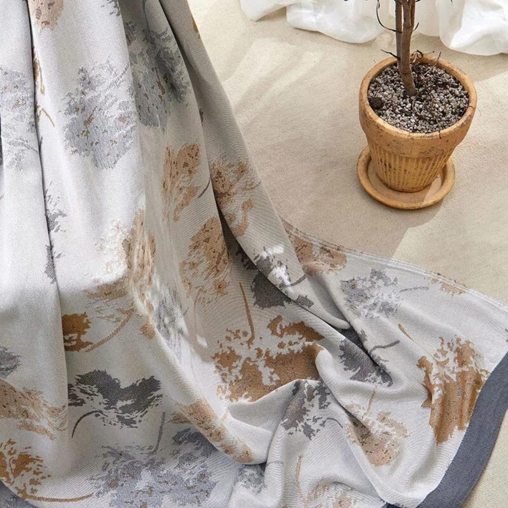 Elegant Leaf Bamboo Fibre Cooling Blanket — product close-up