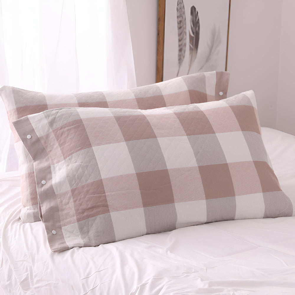 Checked & Striped Cotton Pillowcase — additional view