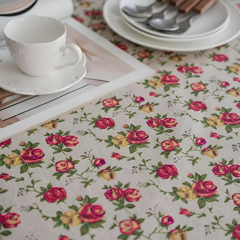 European Pastoral Small Floral Tablecloth — product in use