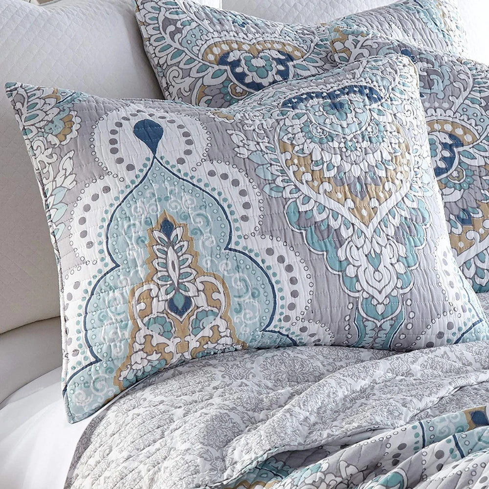 Paisley Aqua Teal Coverlet Set — product close-up