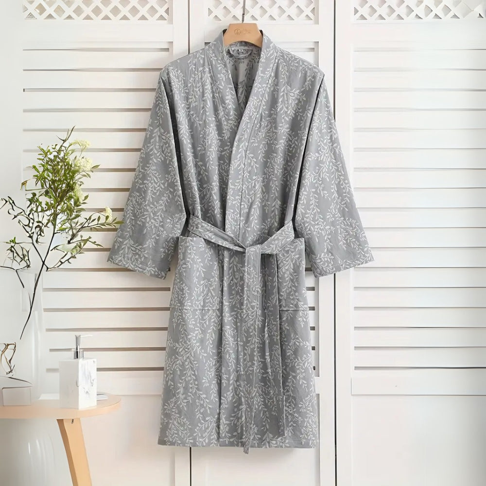 Featherlight Jacquard Cotton Bath Robe — alternate angle view
