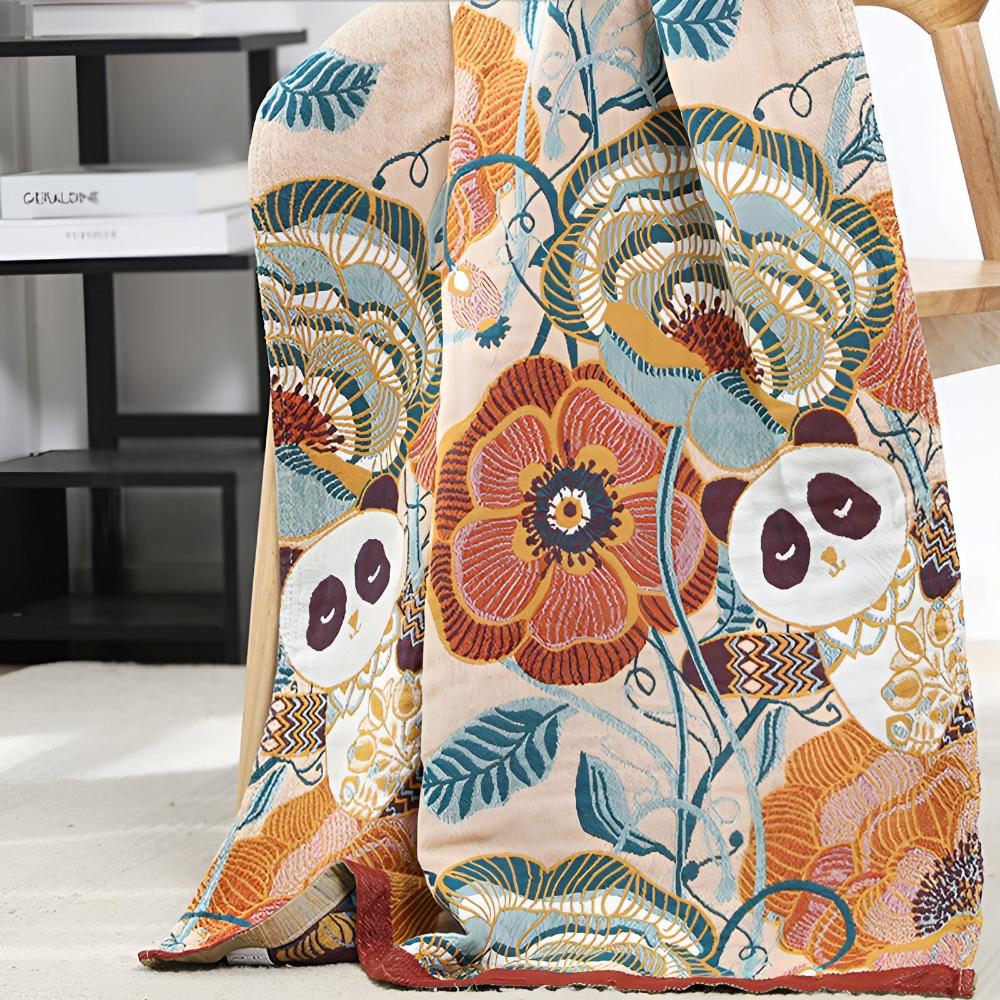 Floral Panda Bath Towel — alternate angle view