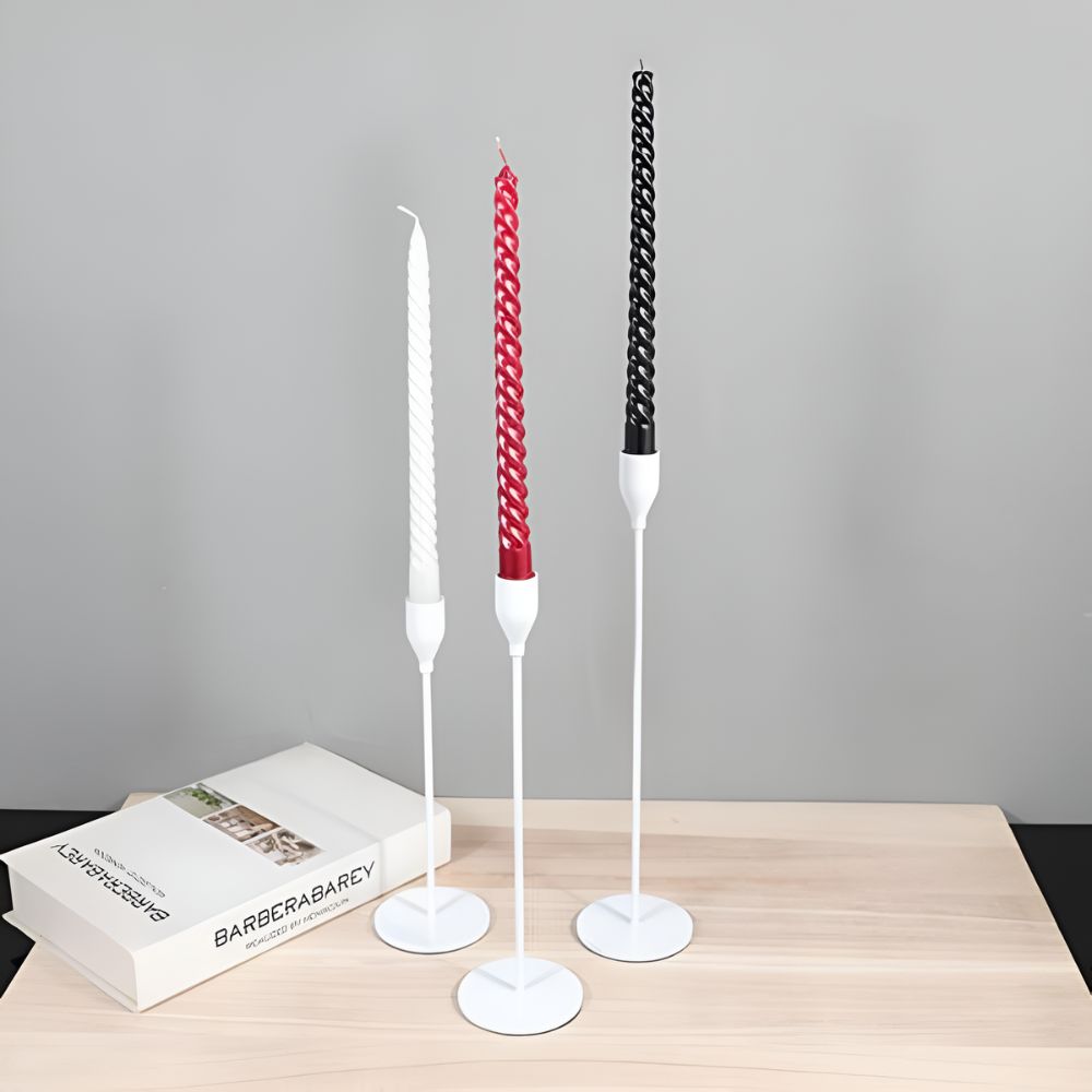 Sleek Metallic Candle Holders | 3 Pcs Set — product in use