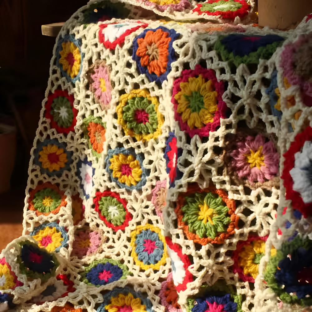 Blooming Crochet Flower Blanket — product detail view