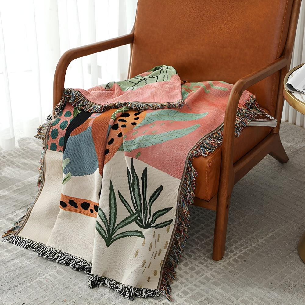 Jungle Leopard Patterned Throw Blanket — alternate angle view