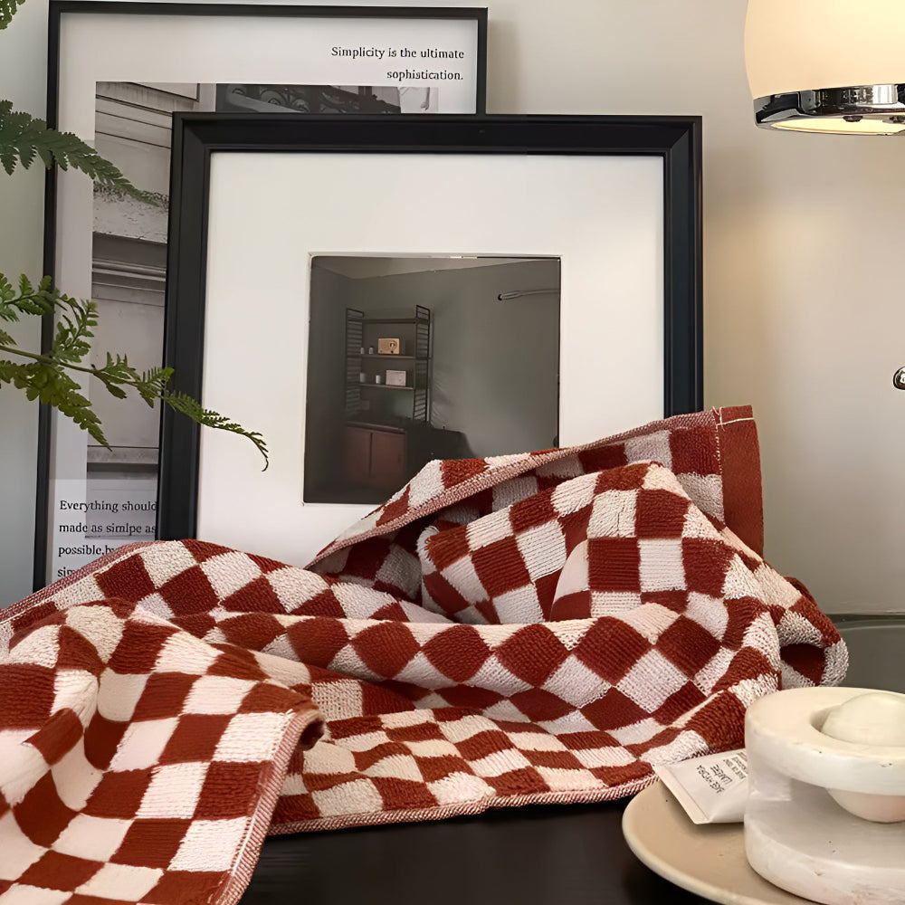 Retro Checkmate Cotton Towel — product detail view