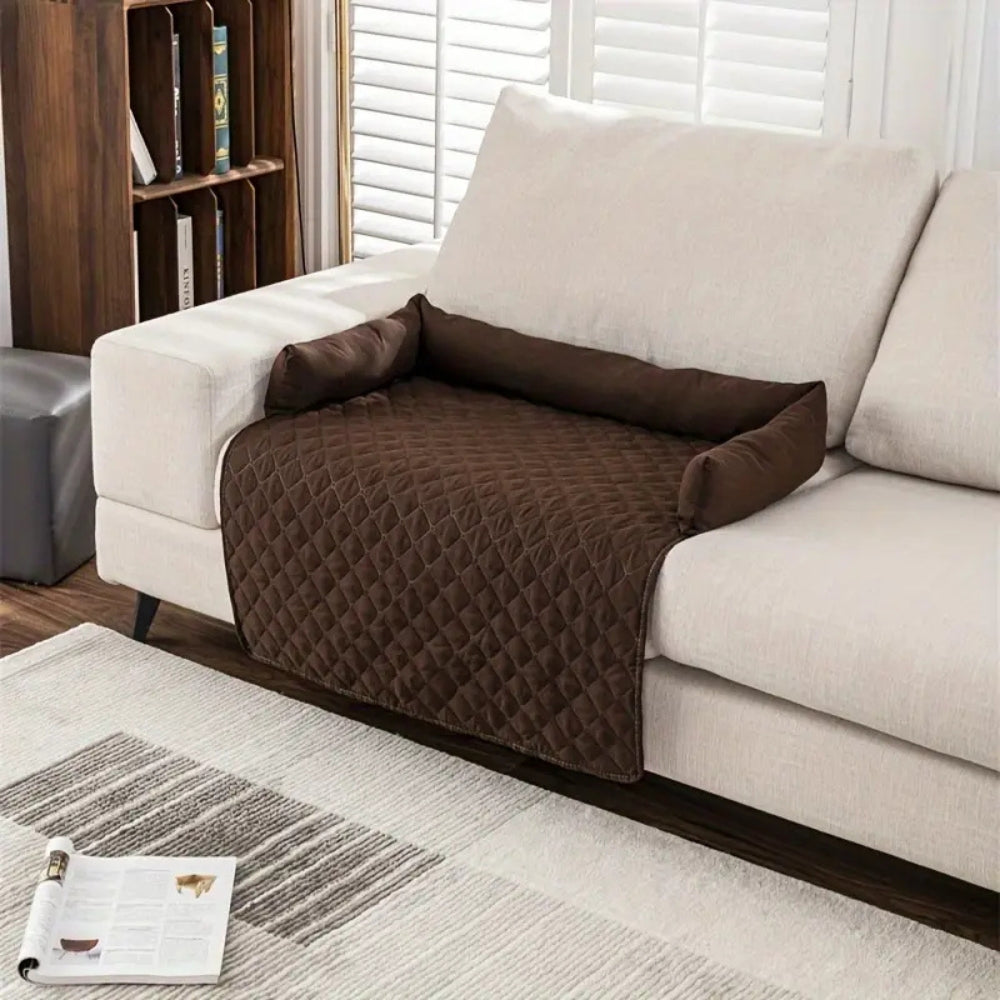 Bolstered Quilted Pet Sofa Protector — material texture close-up