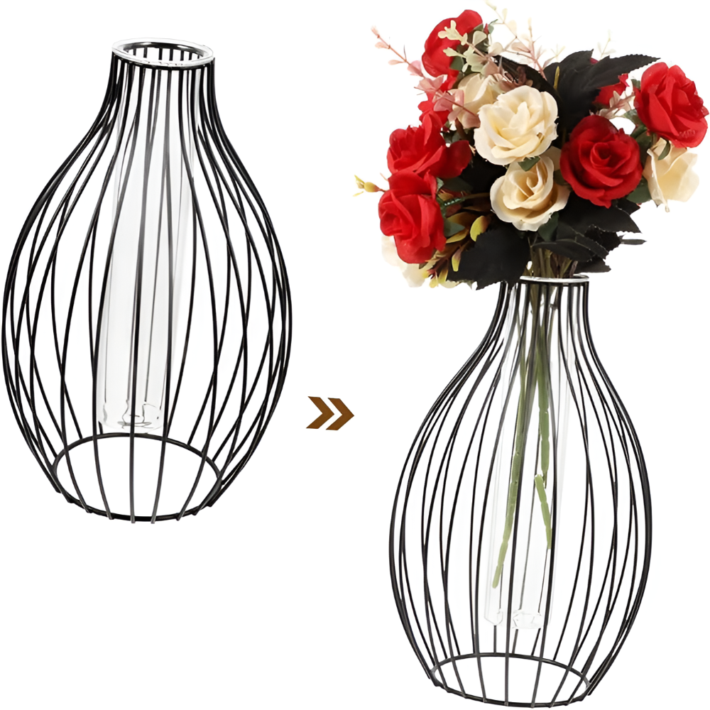 Sleek Metal Frame Vase — product in use