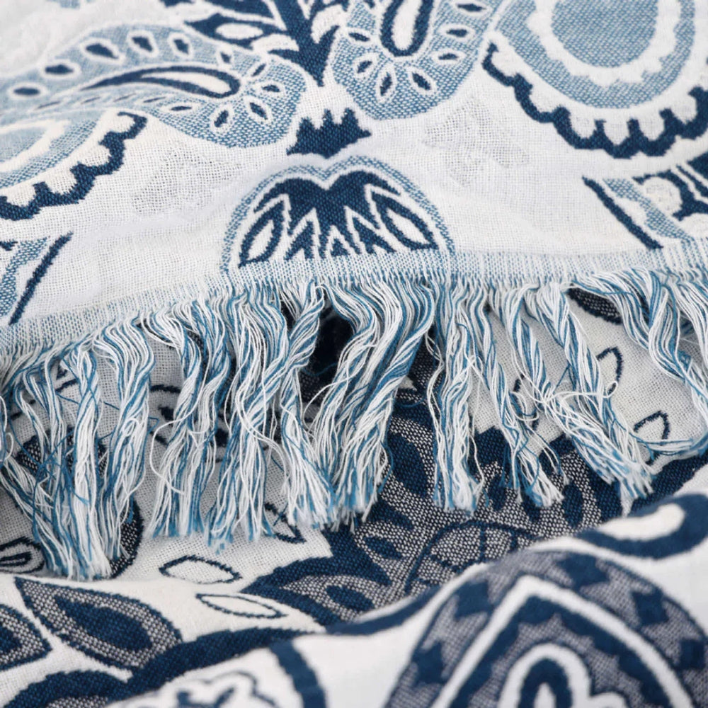 Paisley Dream Cotton Tassel Blanket — product close-up