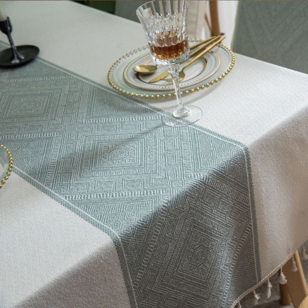 Glisstra Geometric Tassel Tablecloth — product close-up