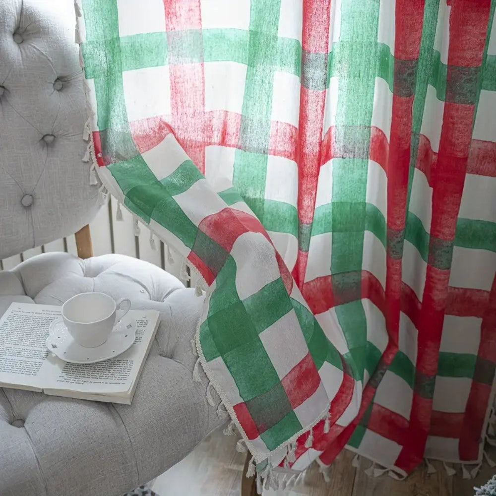 Merry & Bright Plaid Semi-Shading Curtain — lifestyle shot