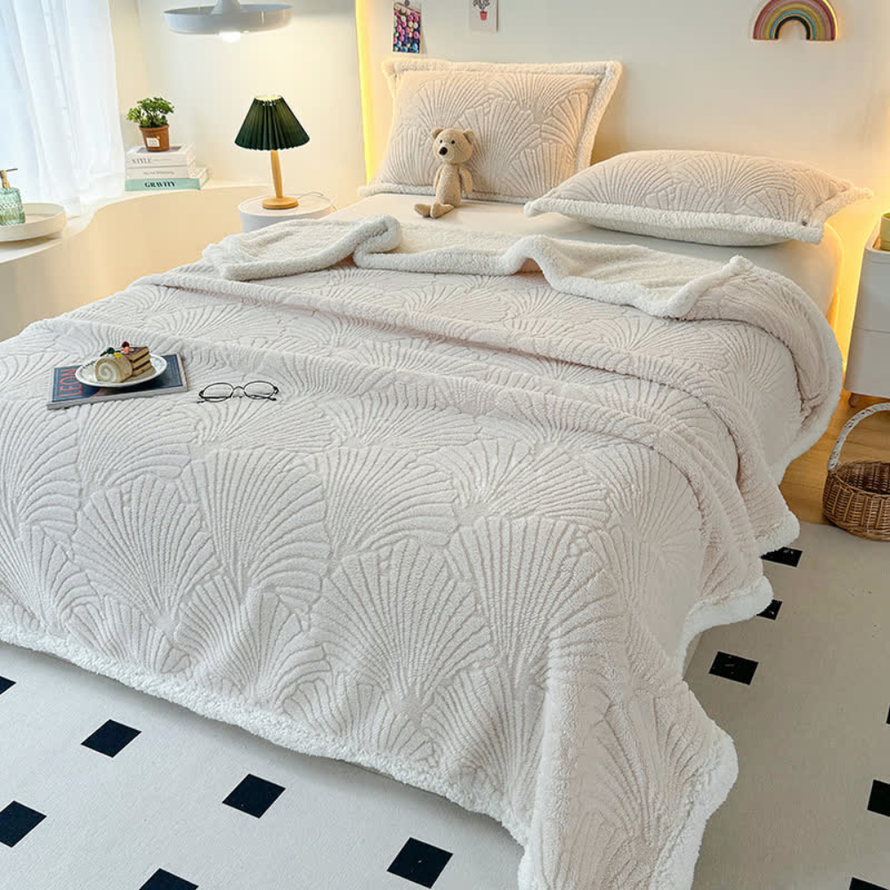 Fluffy Sherpa Shell Blanket — size and scale reference