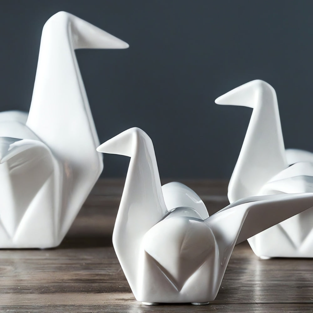 Origami-Inspired Ceramic Bird Statue — product detail view