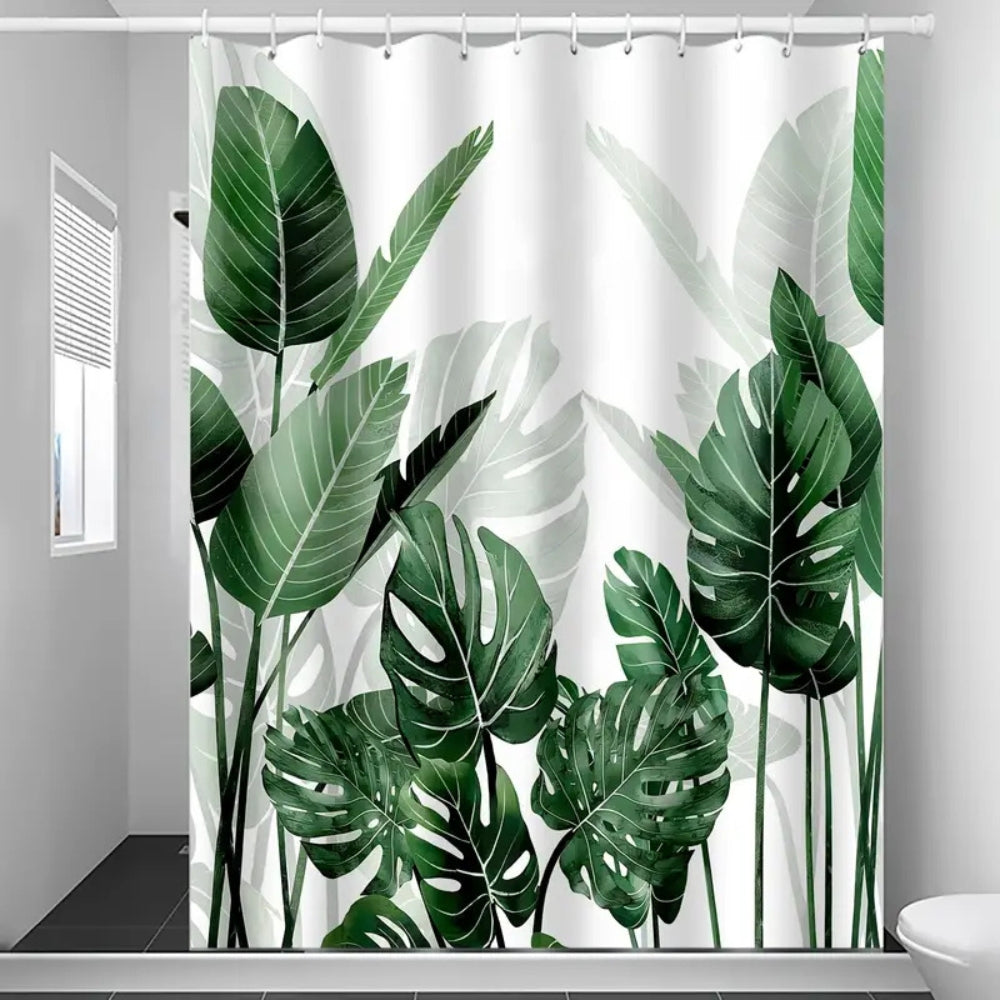 Tropical Monstera Leaves Shower Curtain — main product photo