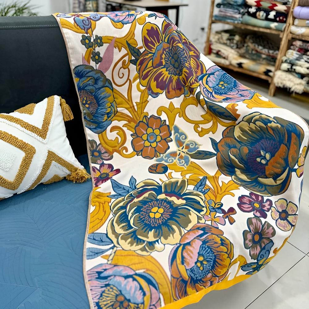 Blooming Flowers Reversible Bath Towel — product close-up