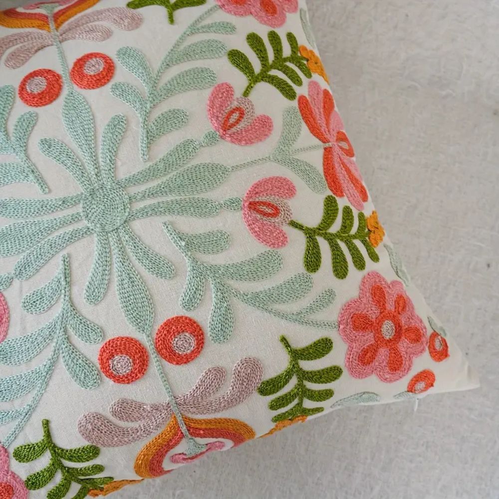 Ethereal Embroidery Floral Cushion Cover — lifestyle shot