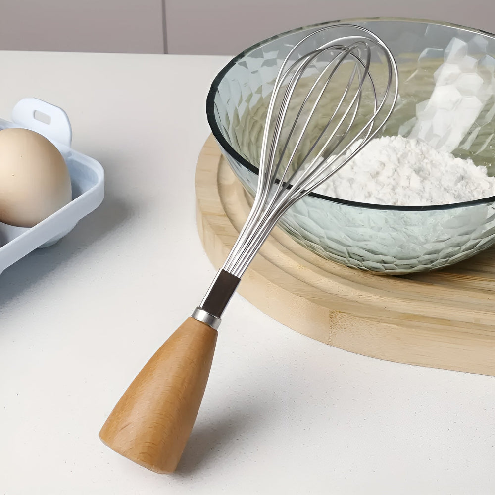 Mini Whisk with Wooden Grip — alternate angle view