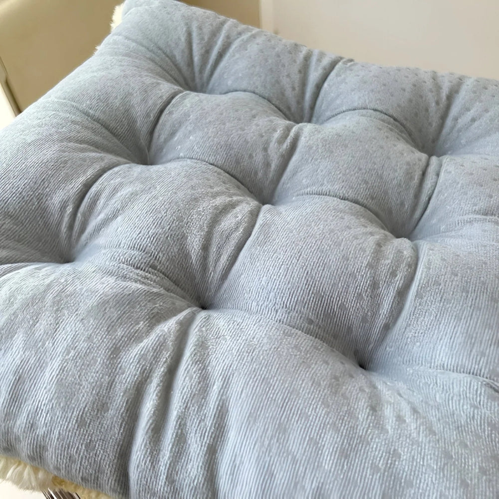 Fuzzy Checkered Fur Padded Cushion — product detail view