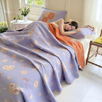 Bow-Knot and Rose Cotton Gauze Blanket — product detail view