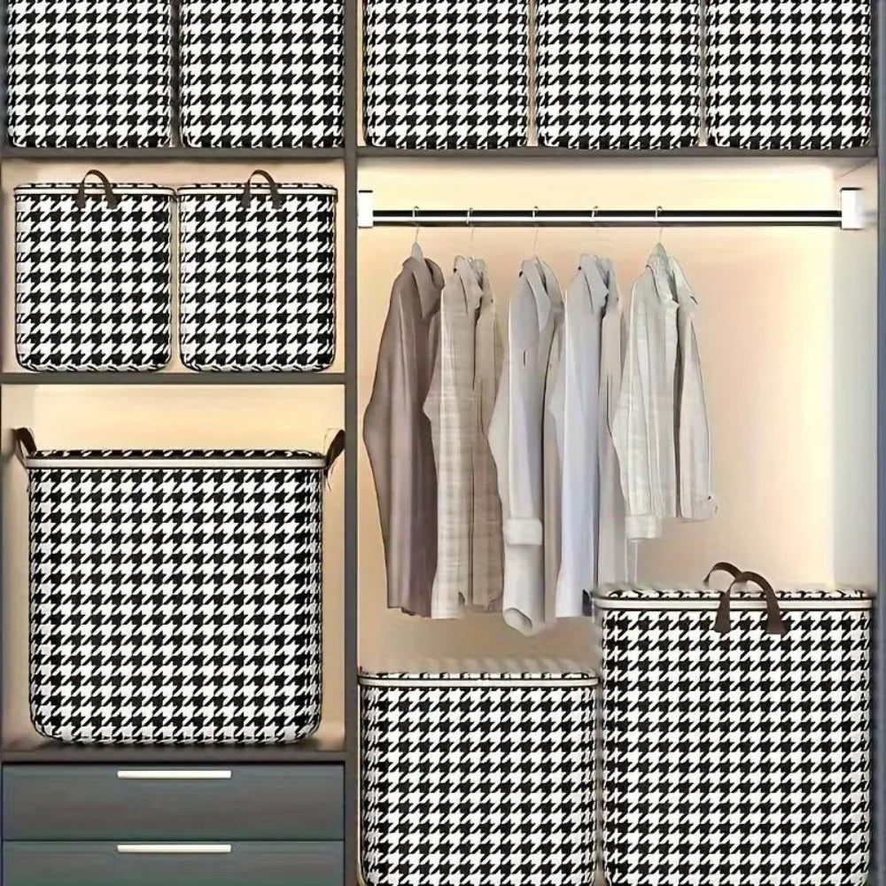 Houndstooth Collapsible Storage Box — lifestyle shot