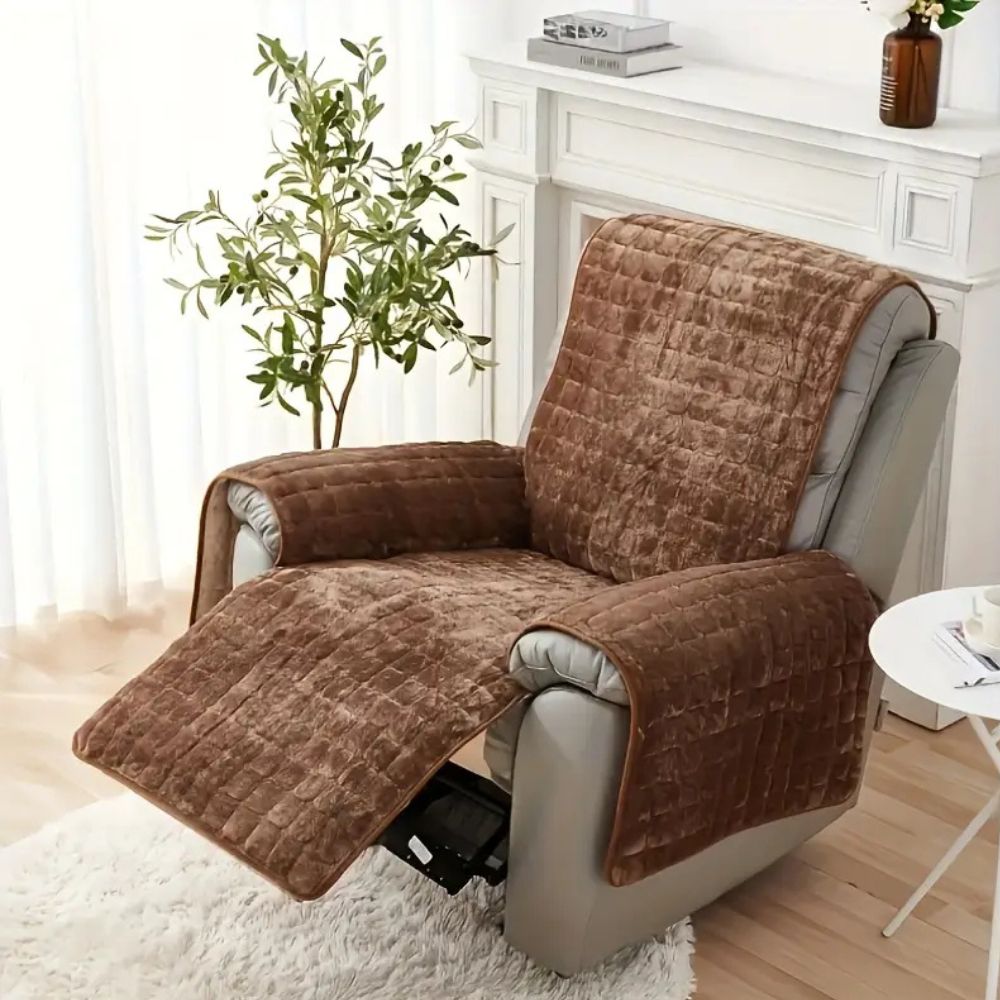 Velvet Grid Recliner Cover — main product photo