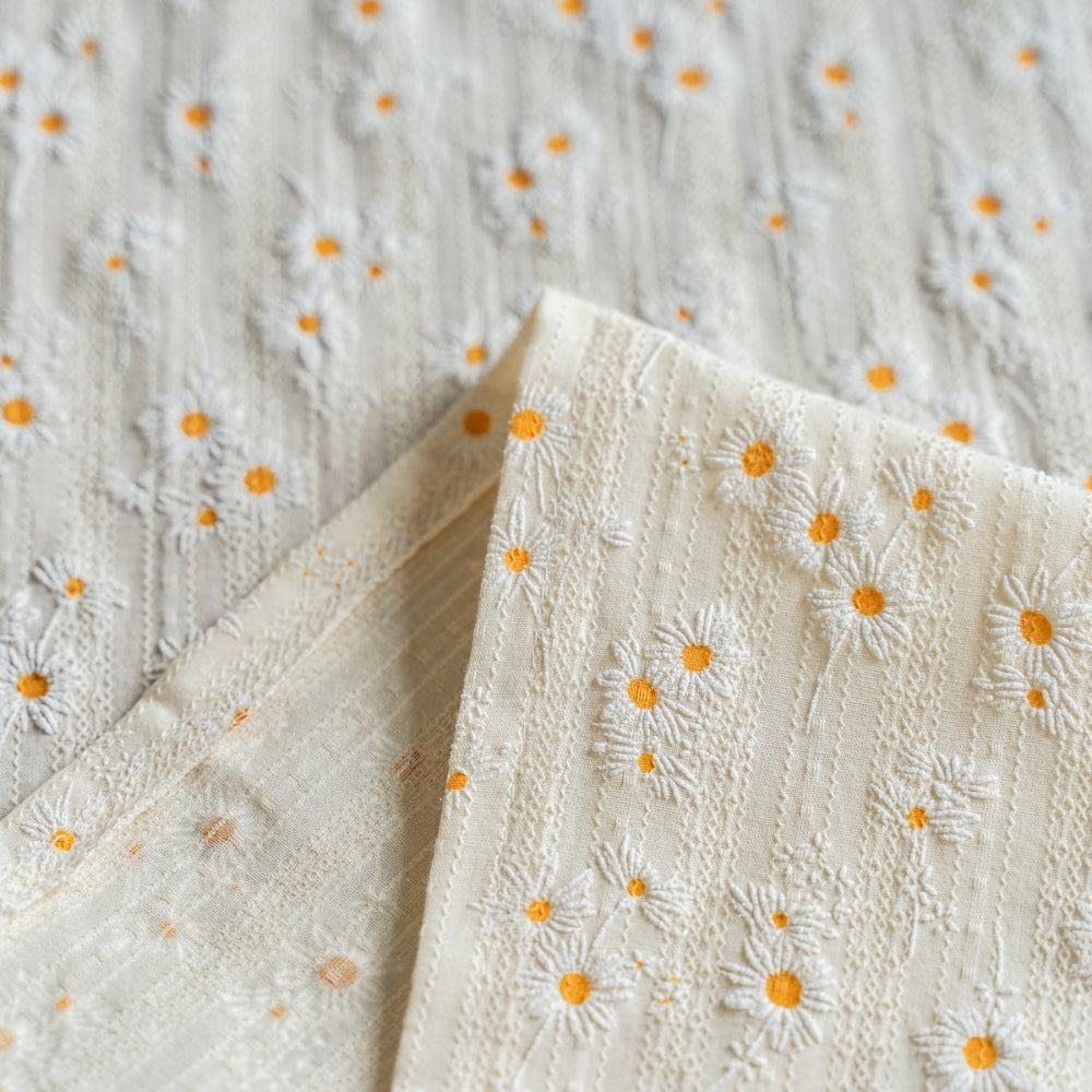 Playful Daisy Embroidered Boho Table Runner — lifestyle shot