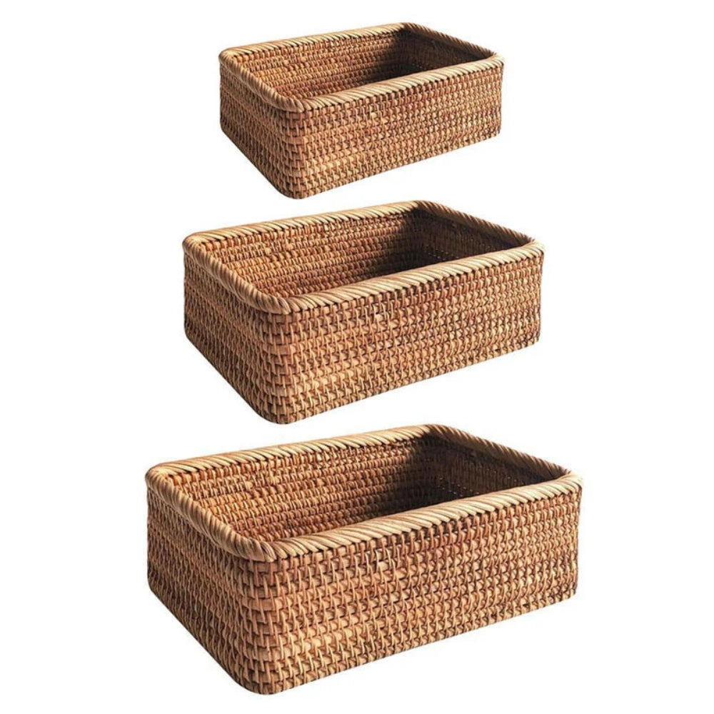Artisan Rectangular Rattan Storage Basket — alternate angle view
