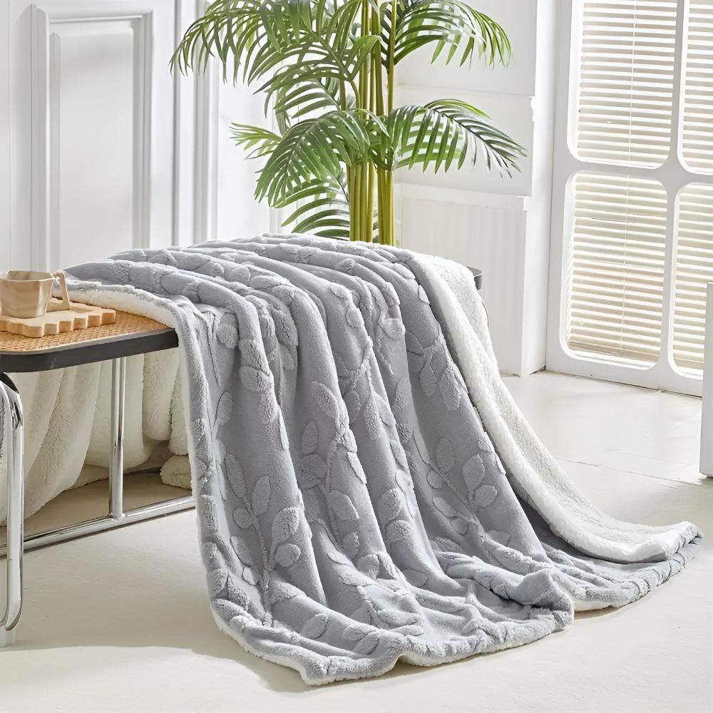 Elegant Leaf Sherpa Blanket — lifestyle shot