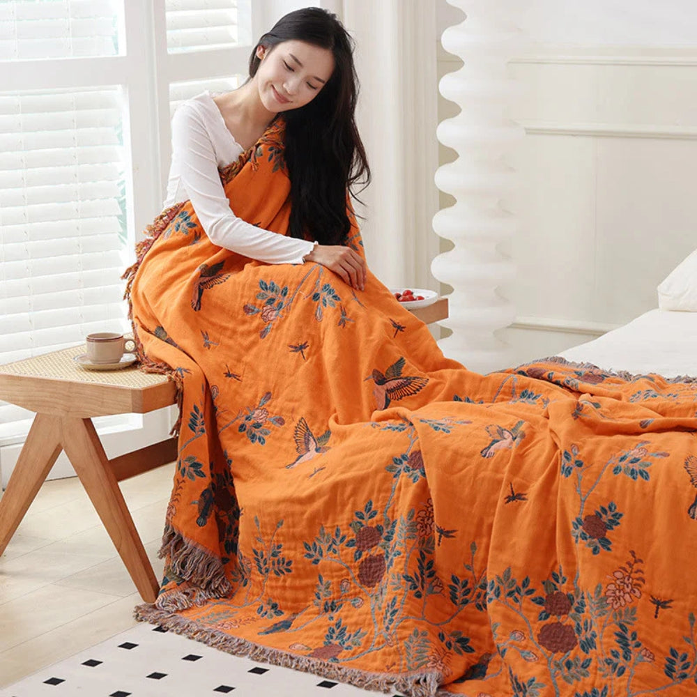Ornate Multi-Layer Cotton Blanket — product in use
