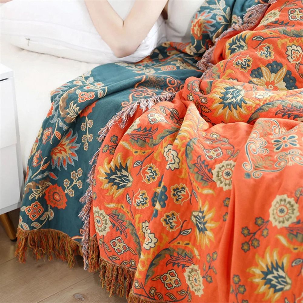 Marigold Reversible Throw Blanket — product detail view