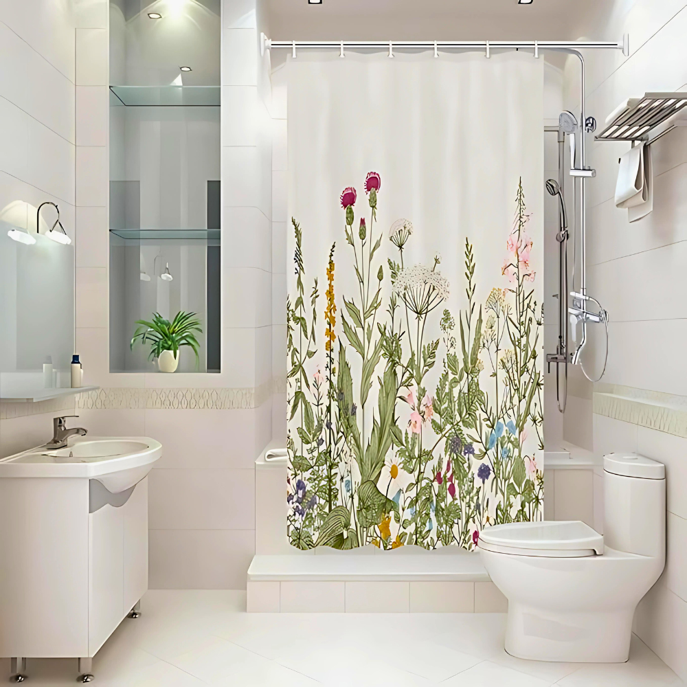 Pastoral Style Plants Waterproof Shower Curtain — additional view